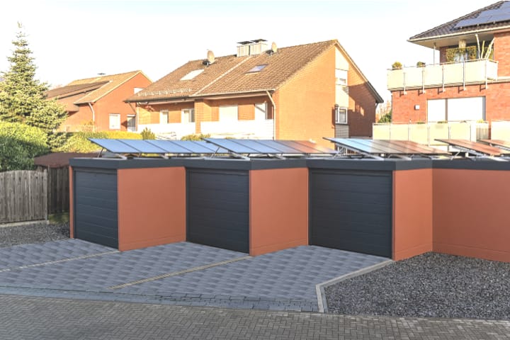 Solarpanels auf JUWEL Fertiggaragen
